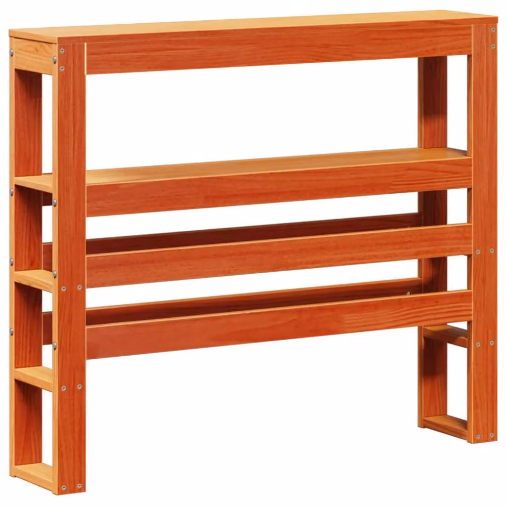 Berkfield Home Solid Wood Pine Headboard with Shelves, Wax Brown, W: 106 cm, H: 82 cm, D: 19 cm – 2