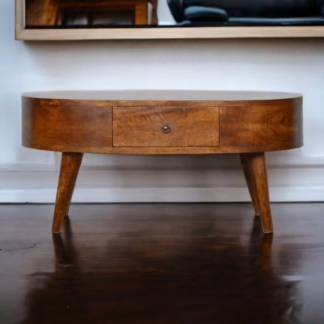 Artisan Furniture Mango Wood Rounded Coffee Table in Brown