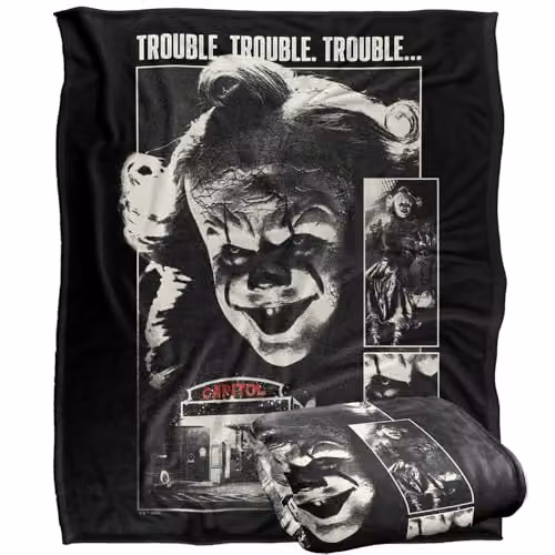 Warner Bros. Welcome To Derry Trouble Super Soft Silky Touch Fleece Throw Blanket, Multicolour, W: 127 cm x L: 152.4 cm