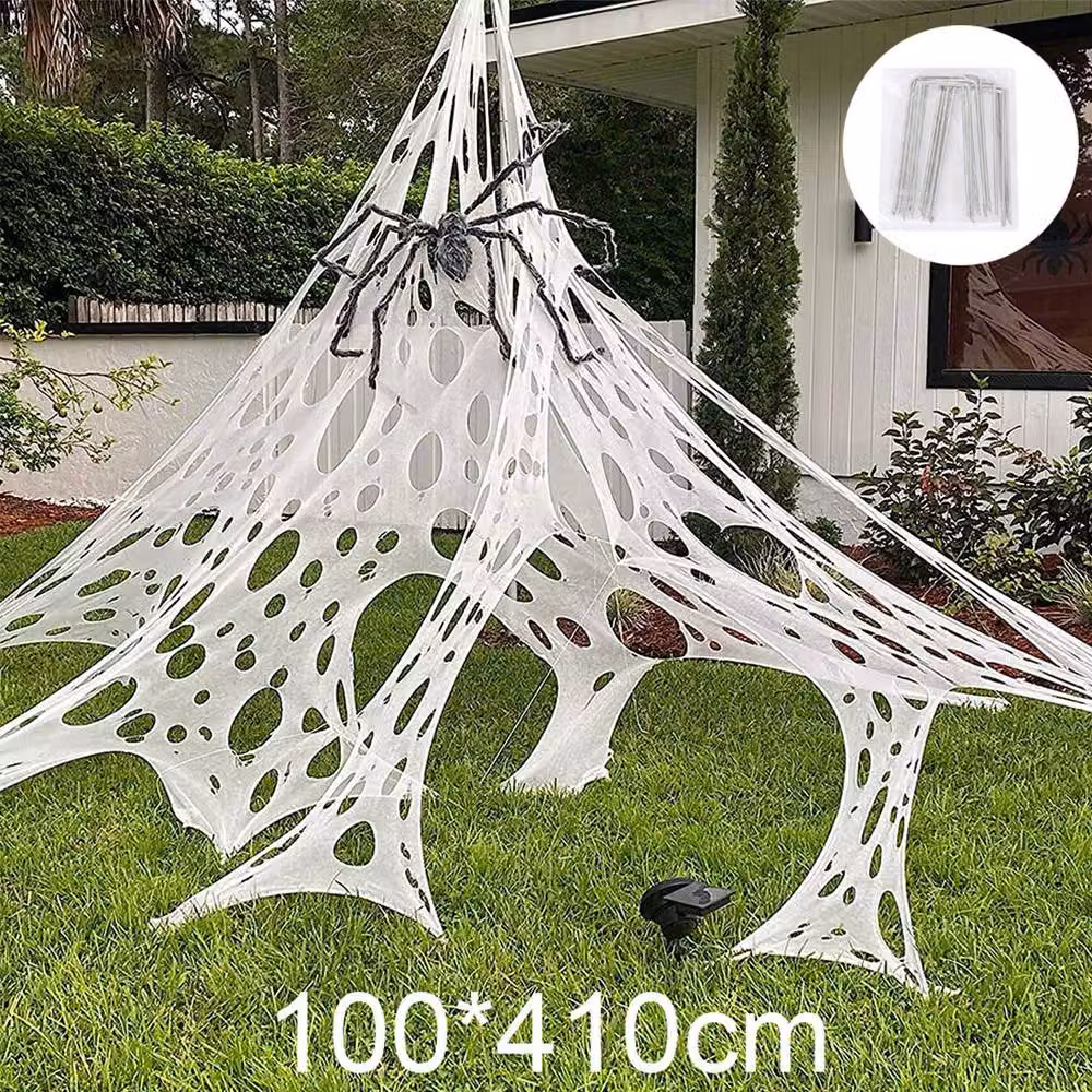 Lovii White Stretch Spider Web Halloween Party Decoration for Indoor and Outdoor Use – 2