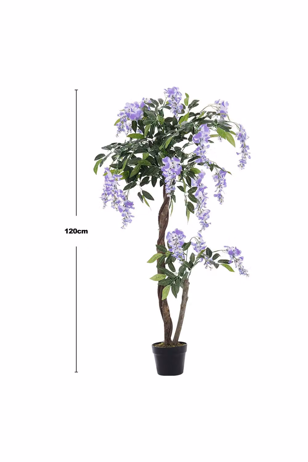 Living and Home 120cm Artificial Wisteria Flower Tree in Purple, Green and Beige with Natural Pot – 4