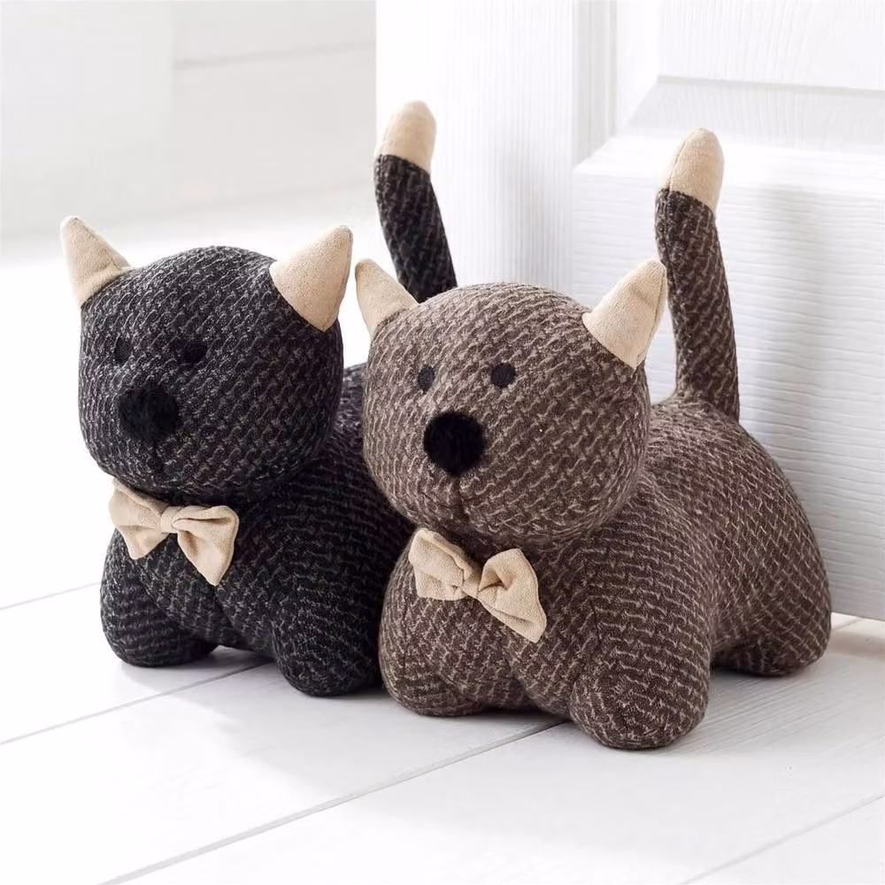 FLAVORA Grey Fabric Decorative Cat Weighted Door Stop – 2