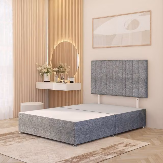 Somnior Beds Ltd Grey Upholstered Fabric Divan Bed Base with Drawers W/D/H: 140 x 200 cm