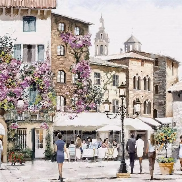 Richard Macneil Sunshine Square Multicolour Wooden Canvas Print, W/D/H: 30 x 30 x 4 cm – 1
