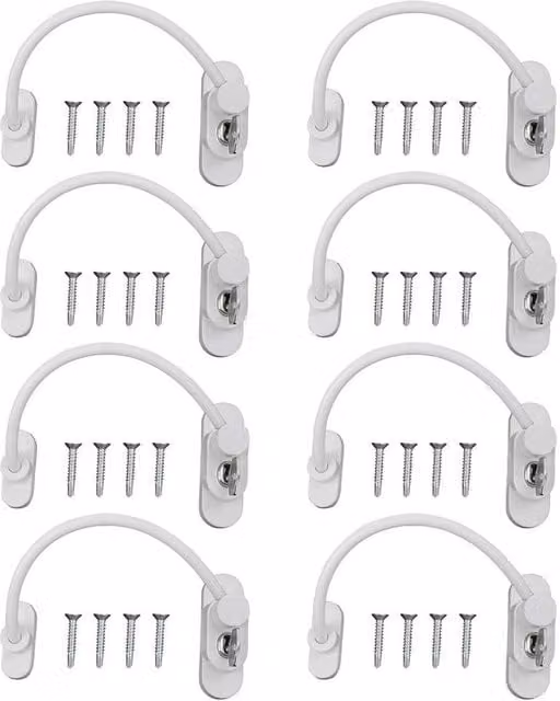 EONLION 8-Piece Window and Door Restrictor Safety Lock, White – 1