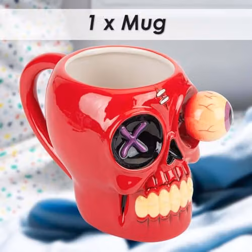 VFM e-Store Shaking Skull Wobble Mug, Red, H: 12 cm x W: 10 cm – 3