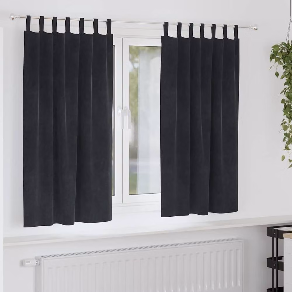 Berkfield Home Modern Blackout Velvet Curtains with Hanging Loops, 2 Pack, Black, H 175 x W 140 cm – 2