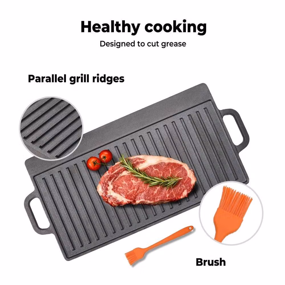 SPETLEK Toque Reversible Cast Iron Griddle Plate, Black, W: 100 cm, D: 60 cm – 3