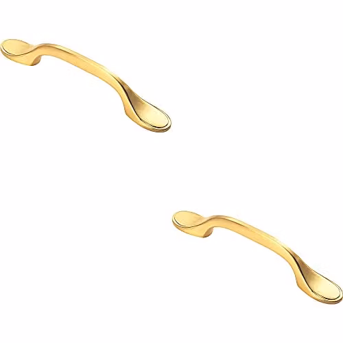 Loops 2 Pack Shaker Style Cabinet Pull Handles, 128mm, Satin Brass
