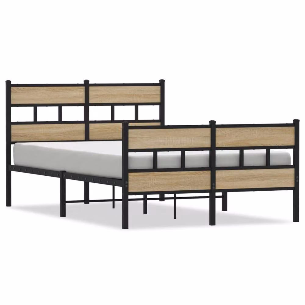 Berkfield Home Metal Bed Frame with Lift Up Base in Sonoma Oak and Brown, W/D/H: 120 x 200 cm – 3