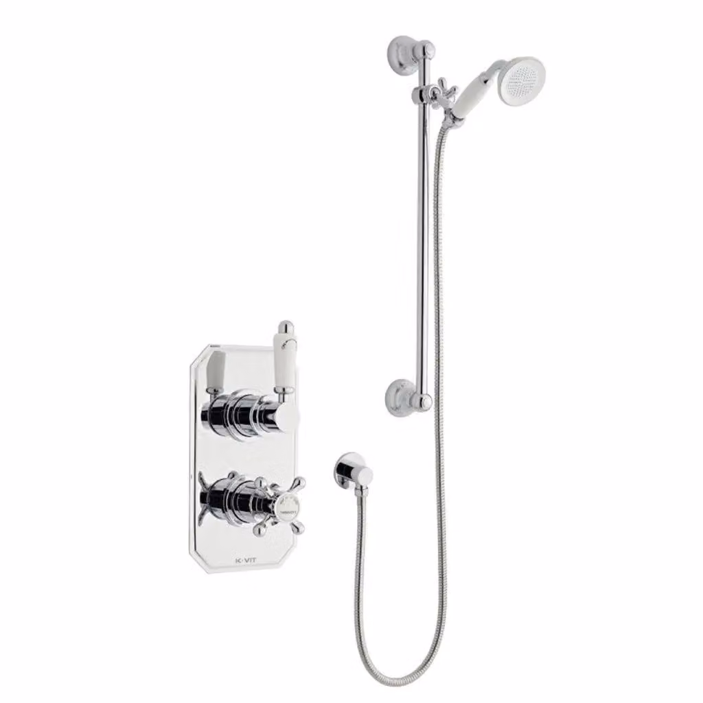 Clifton Chrome Concealed Mixer Shower with Wall Hung Slide Rail Kit in Silver – 2