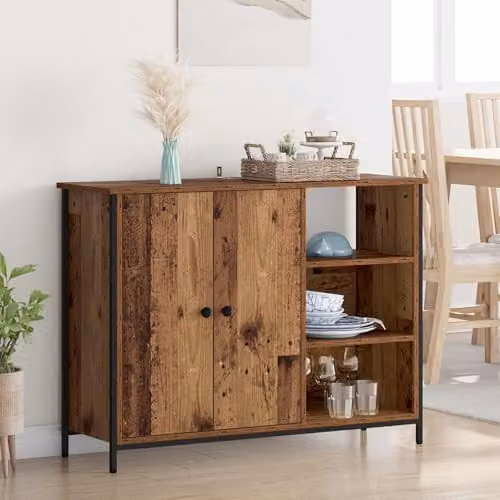vidaXL Modern Sideboard in Old Wood Brown, Engineered Wood, W/D/H: 100 x 33 x 75 cm – 2