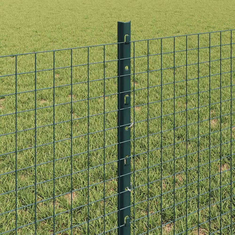 Berkfield Home Green Steel Welded Wire Fence with 5 U-Profile Posts, W: 10 m, H: 0.6 m – 3