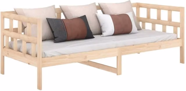 Berkfield Home Beautiful Day Bed in Solid Pine Wood, Beige, W/D/H: 200 x 90 x 68.5 cm – 1