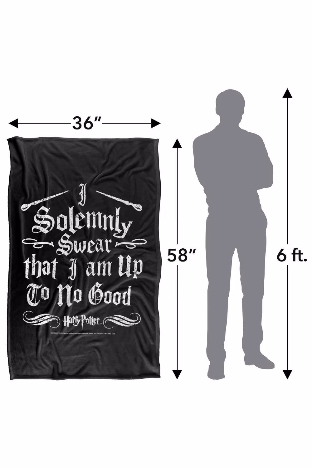 Warner Bros. Harry Potter Solemnly Swear Kids Super Soft Fluffy Polyester Throw Blanket in Black and Multicolour, Large – 3