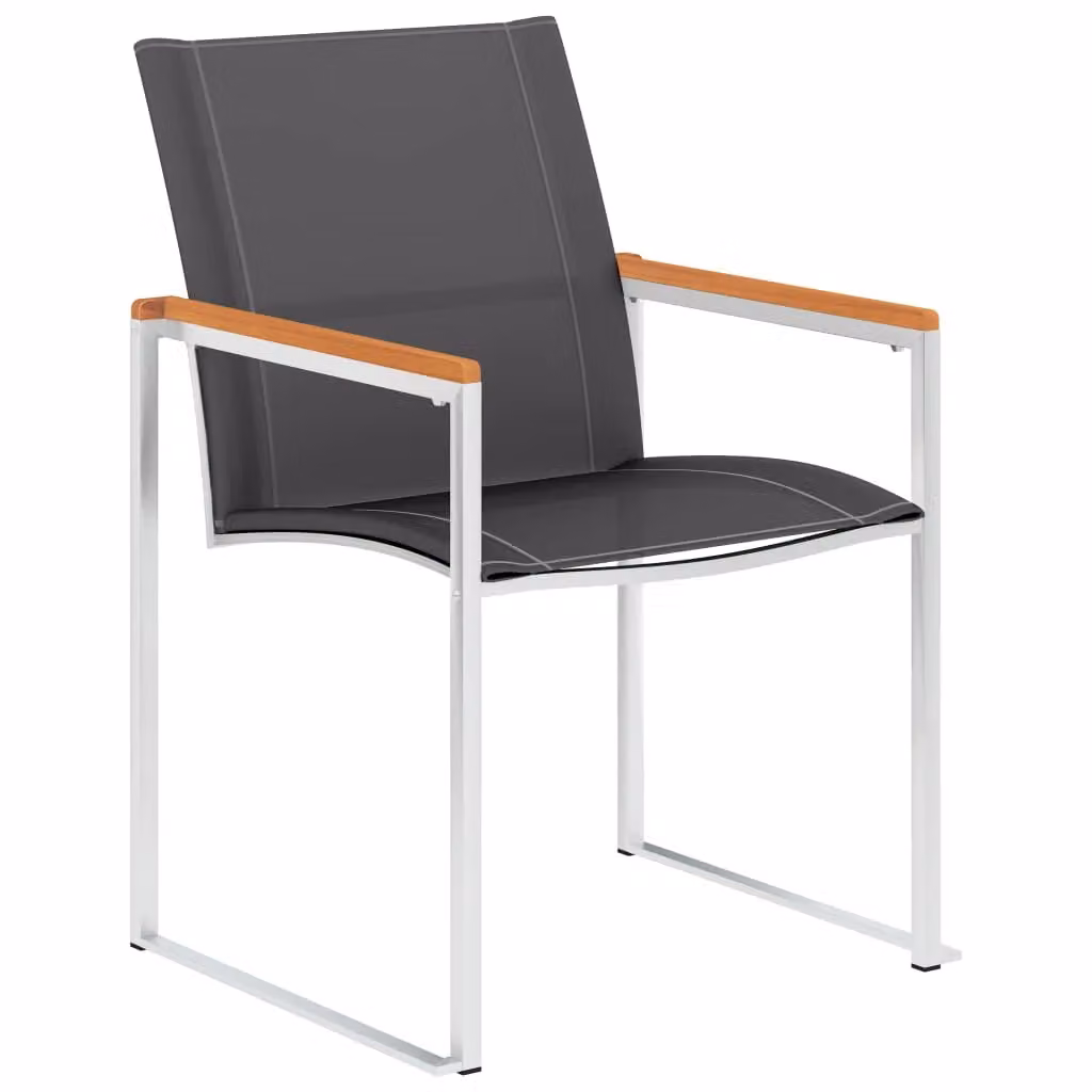 Berkfield Home Set of 4 Classic Acacia Wood and Metal Garden Chairs in Grey – 2