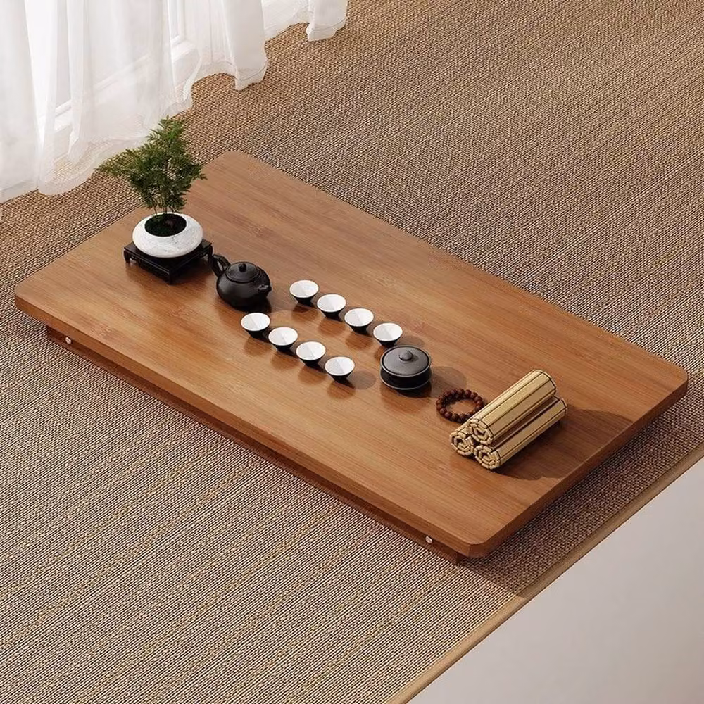 EONLION Brown Bamboo Folding Coffee and Tea Table, W/D/H: 77 x 34.3 x 27 cm – 3