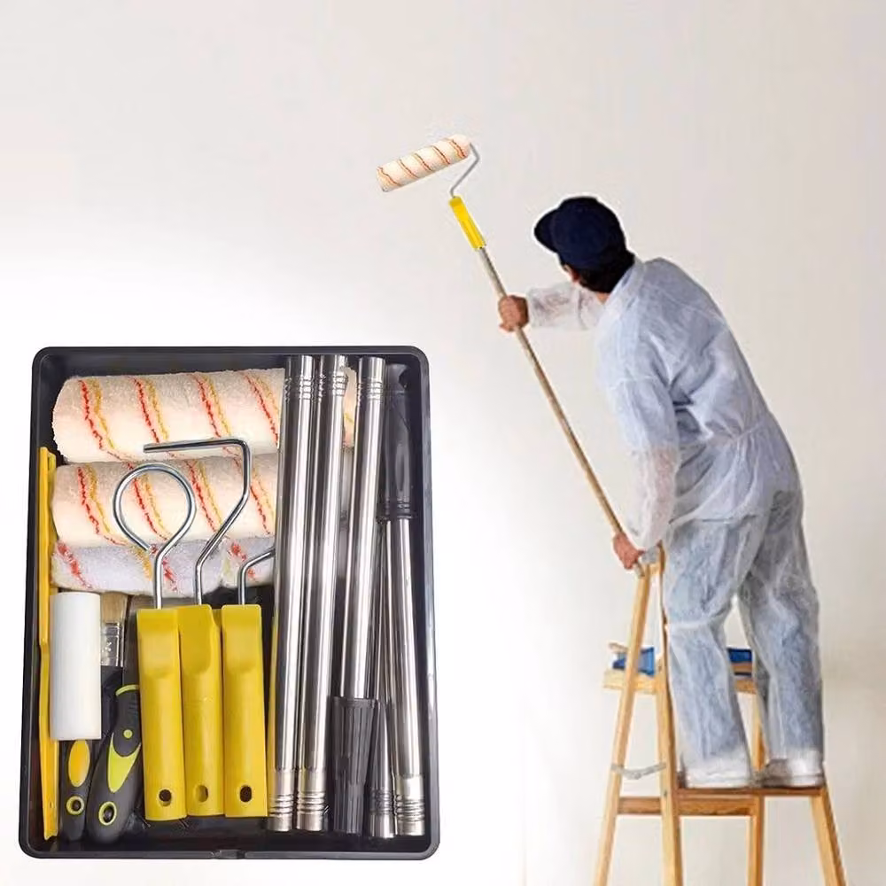 PAWNORA 14-Piece Yellow Paint Roller Set with Stainless Steel Frames – 4