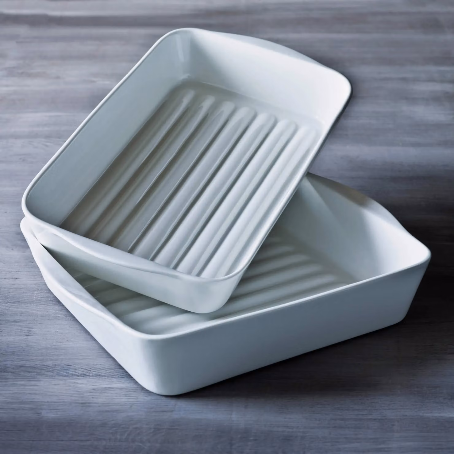 WM Bartleet & Sons White Porcelain Rectangular Roasting Dish with Handles – 2