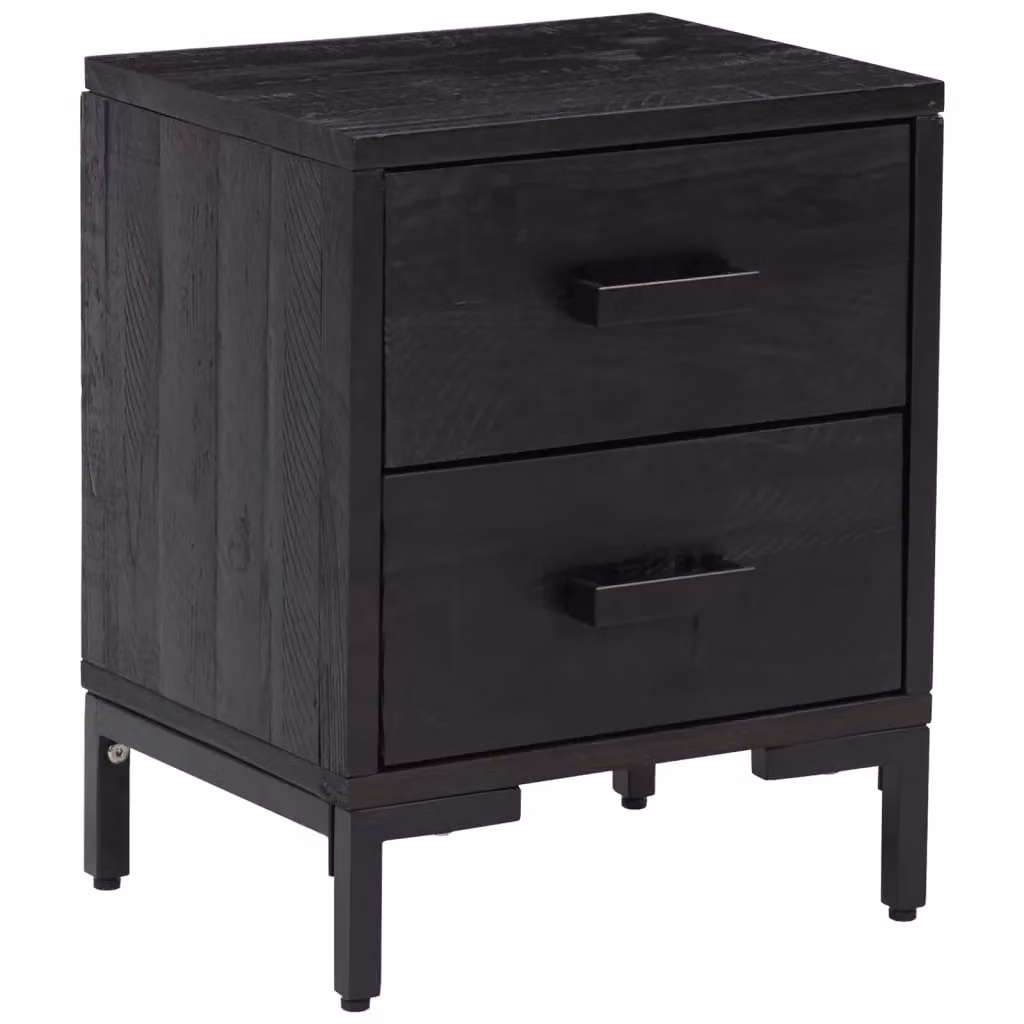 Berkfield Home Set of 2 Black Vintage Solid Pine Wood Bedside Cabinets, W/D/H: 36 x 30 x 45 cm – 3