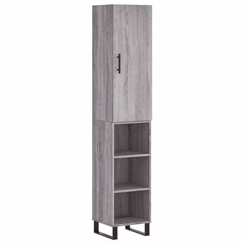 vidaXL Modern Grey Sonoma Highboard with Hinged Doors and Internal Shelves, W/D/H: 34.5 x 34 x 180 cm – 1