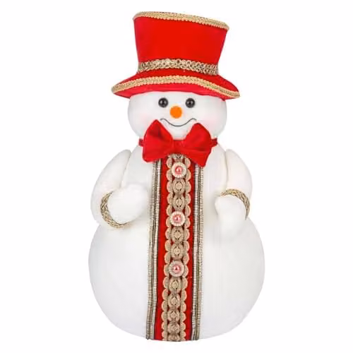 VFM e-Store Christmas Snowman Tabletop Decoration, White, H: 39 cm, W: 20 cm