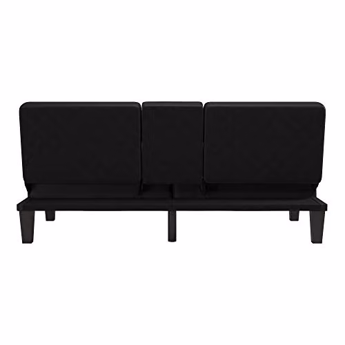 DHP Furniture Adalynn Convertible Sofabed in Black Faux Leather, W/D/H: 182 x 88 x 80 cm – 3