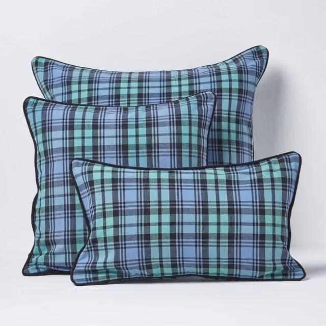 Homescapes Blue Cotton Cushion Cover, 45 x 45 cm