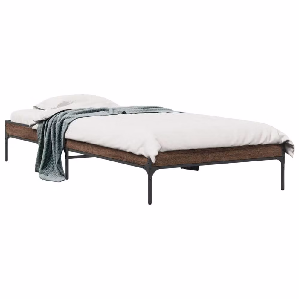 Berkfield Home Durable Bed Frame in Brown Oak, W/D/H: 101.5 x 200 x 30 cm – 3