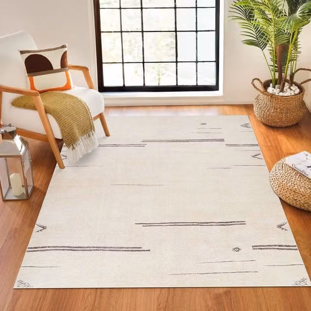 Livabliss Becki Owens Rivi-Global Vintage Minimalist Rectangular Rug in Grey and Beige, W: 120 cm, L: 170 cm – 1