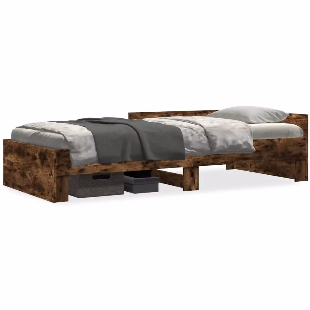 Berkfield Home Single Bed Frame in Smoked Oak Brown, Engineered Wood, W/D/H: 90 x 190 cm – 2