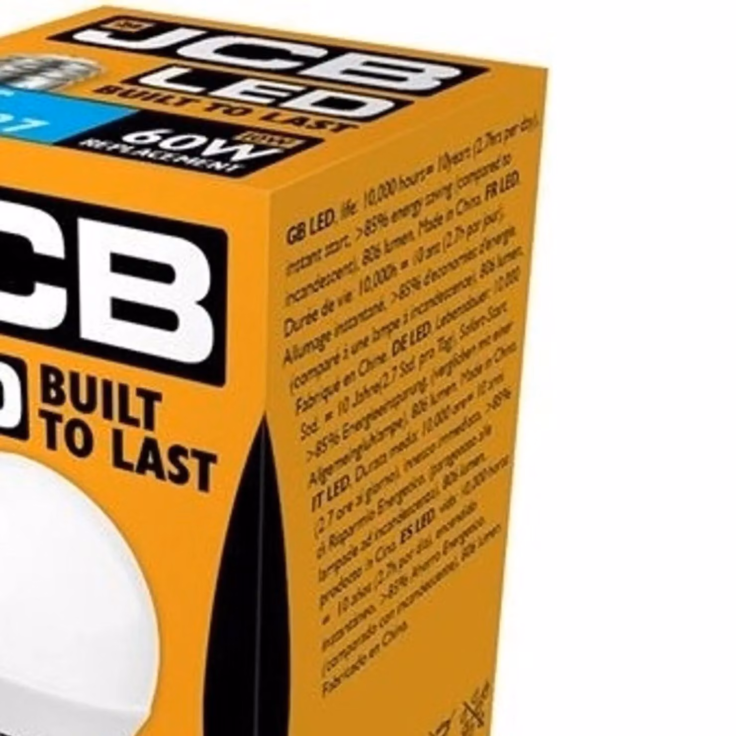JCB LED A60 Opal 10W Light Bulb E27 806lm Warm White 2700K in White – 2