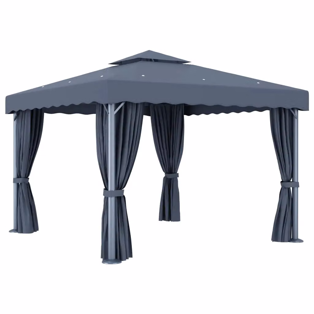 Berkfield Home Anthracite Aluminium Gazebo with Black Curtains, W/D/H: 300 x 300 x 270 cm – 3