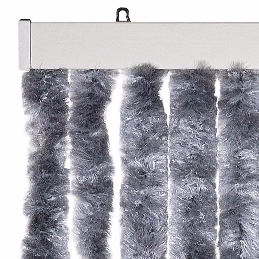 Berkfield Home Silver Striped Chenille Insect Curtain, W: 56 cm, H: 185 cm – 2