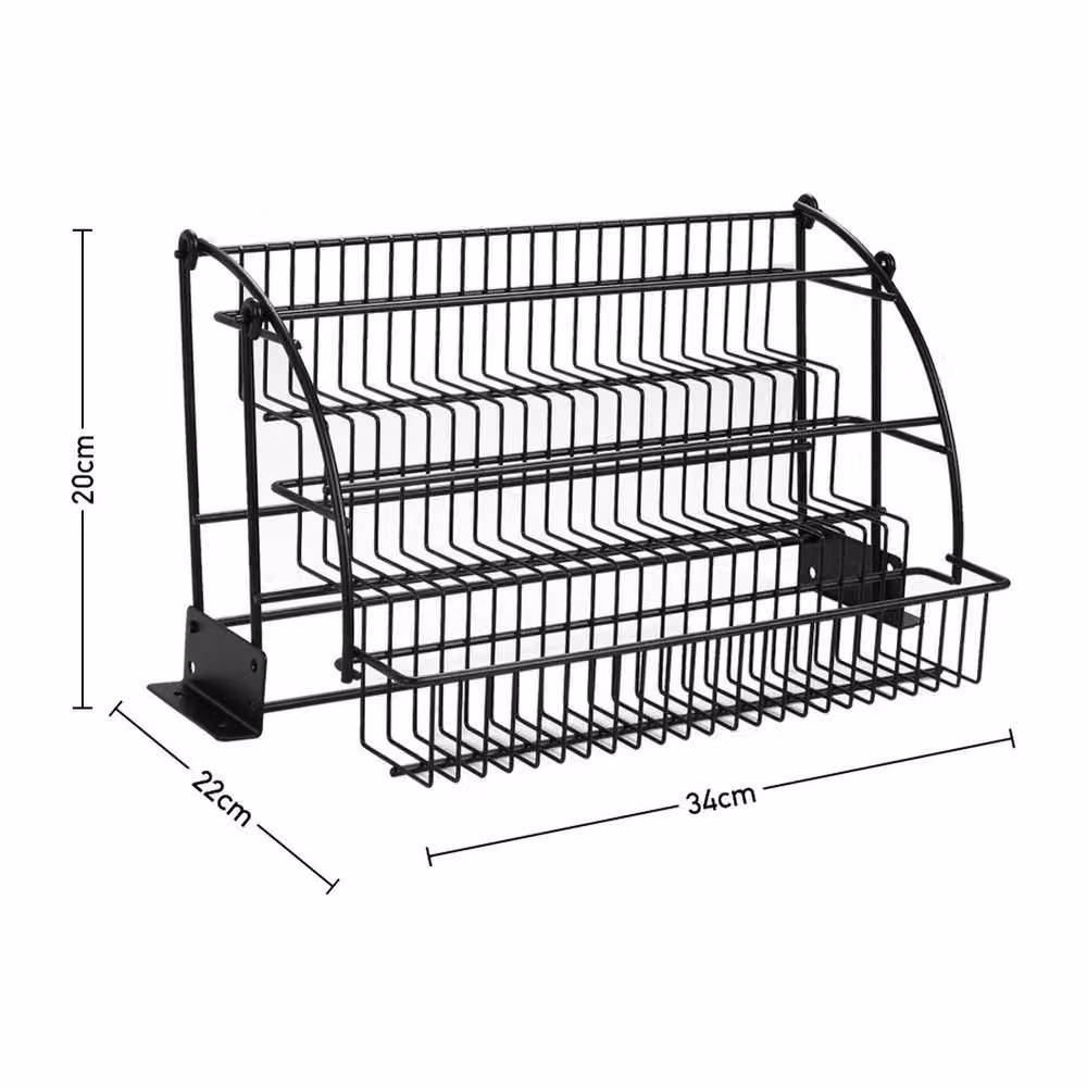 Kelvenix 3 Tier Pull Out Spice Rack Shelf in Black Metal – 2