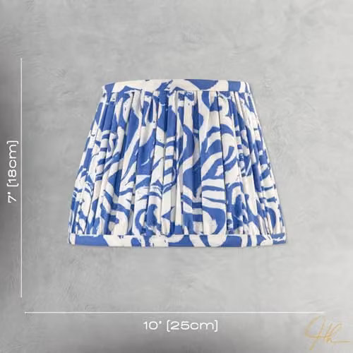 Happy Homewares Blue and White Vintage Pleated Cotton Fabric Cylinder Lamp Shade, W/D/H: 18 x 18 x 25 cm – 4