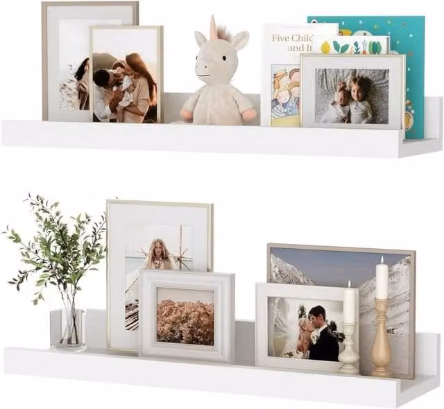KORVIXA White 3-Piece Metal Wall Mounted Floating Shelves – 1