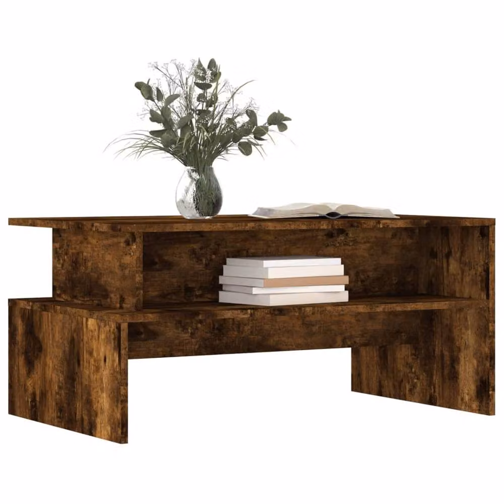 Berkfield Home Modern Rectangular Coffee Table in Smoked Oak Brown, W/D/H: 90 x 55 x 42.5 cm – 3