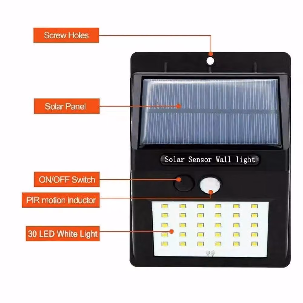 FLAVORA 4 Pack Solar LED Motion Sensor Outdoor Garden Security Wall Lamps in Black – 3