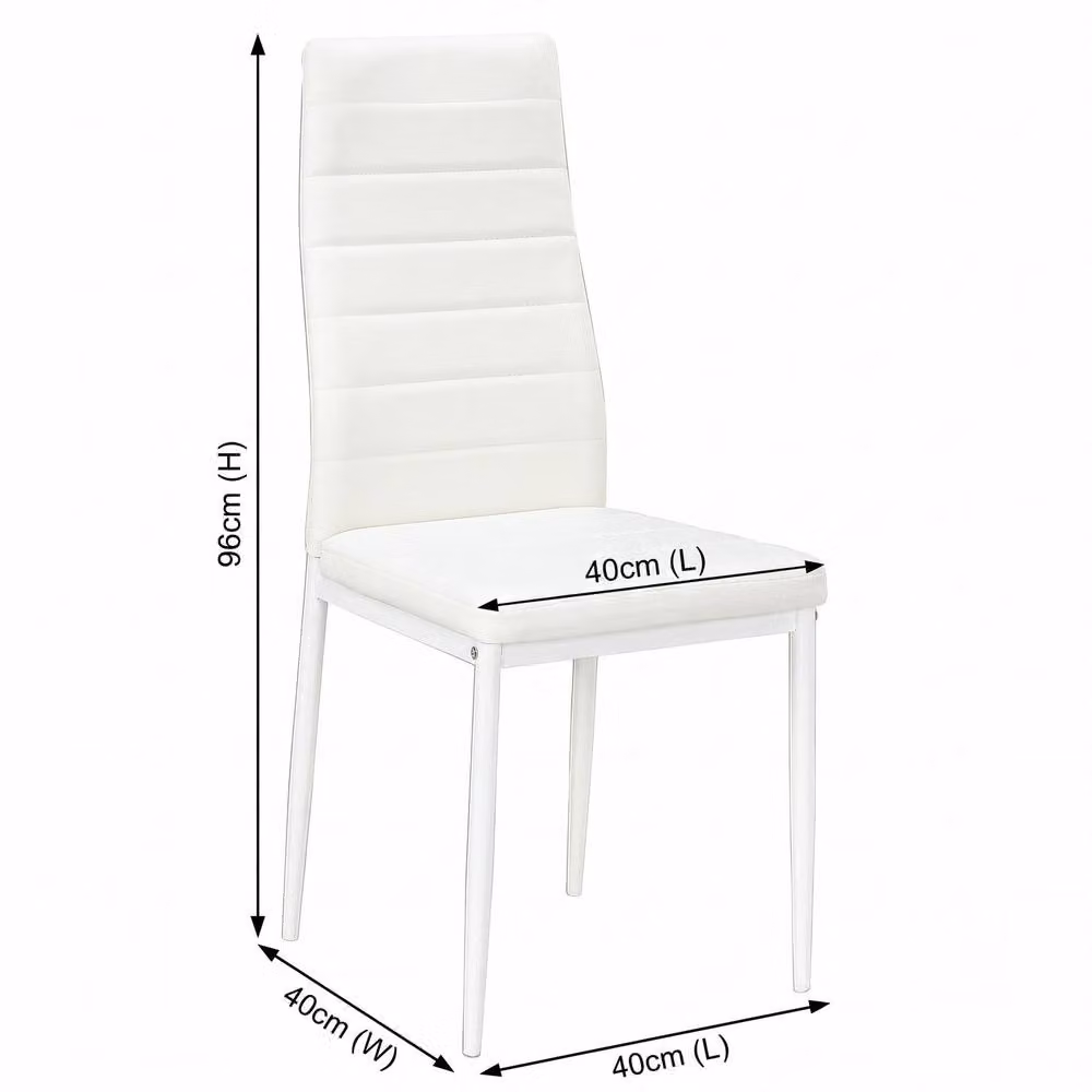 KOSY KOALA Modern Dining Table Set with 4 White Faux Leather Chairs, Brown Wood Table – 2