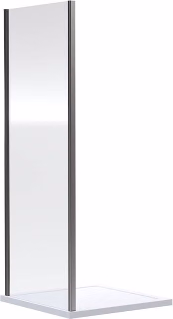 Balterley Single Fixed Glass Side Panel in Silver, W: 76 cm, H: 190 cm