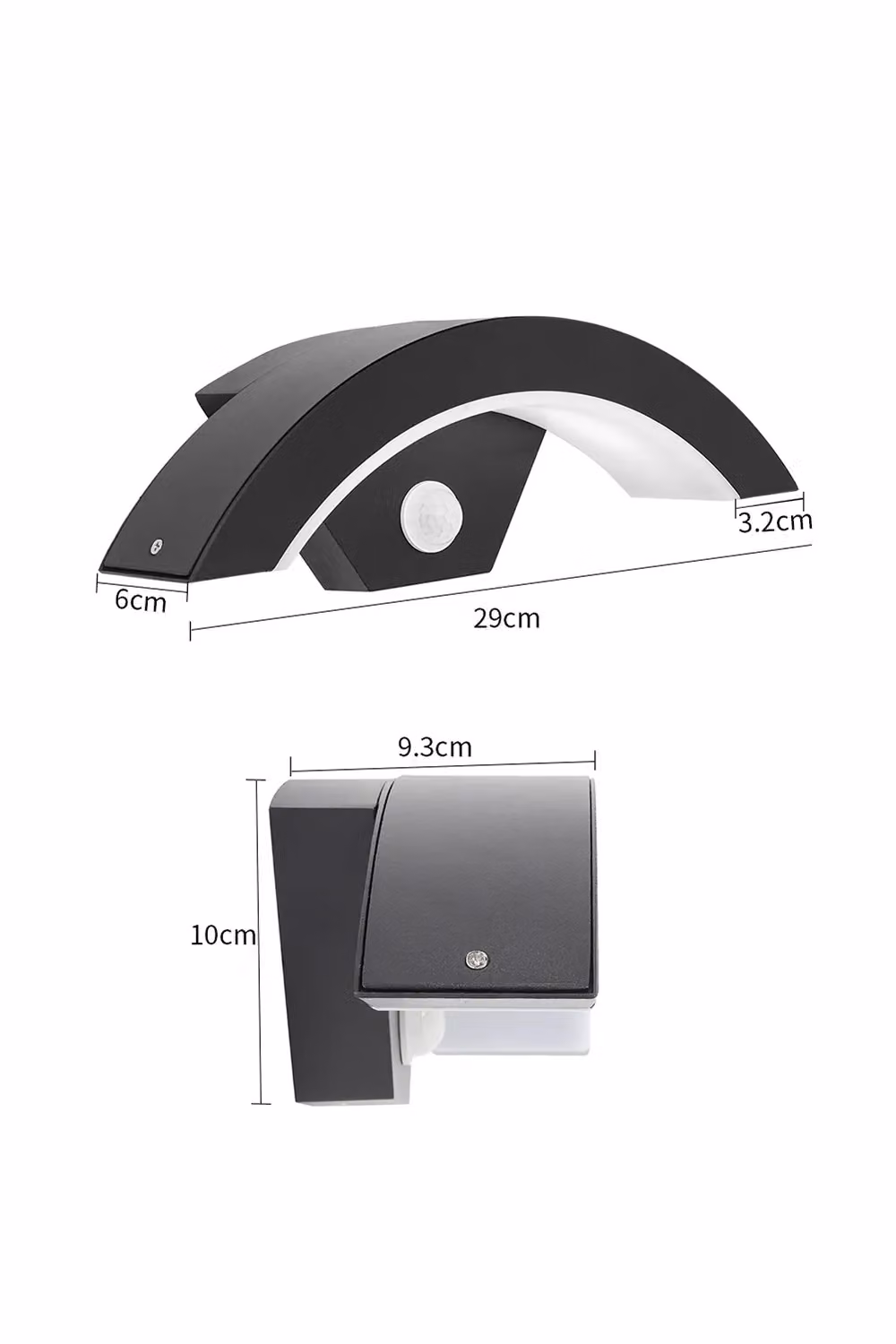 Living and Home 12W LED Modern Black Metal Outdoor Wall Light for Garden and Eaves – 2