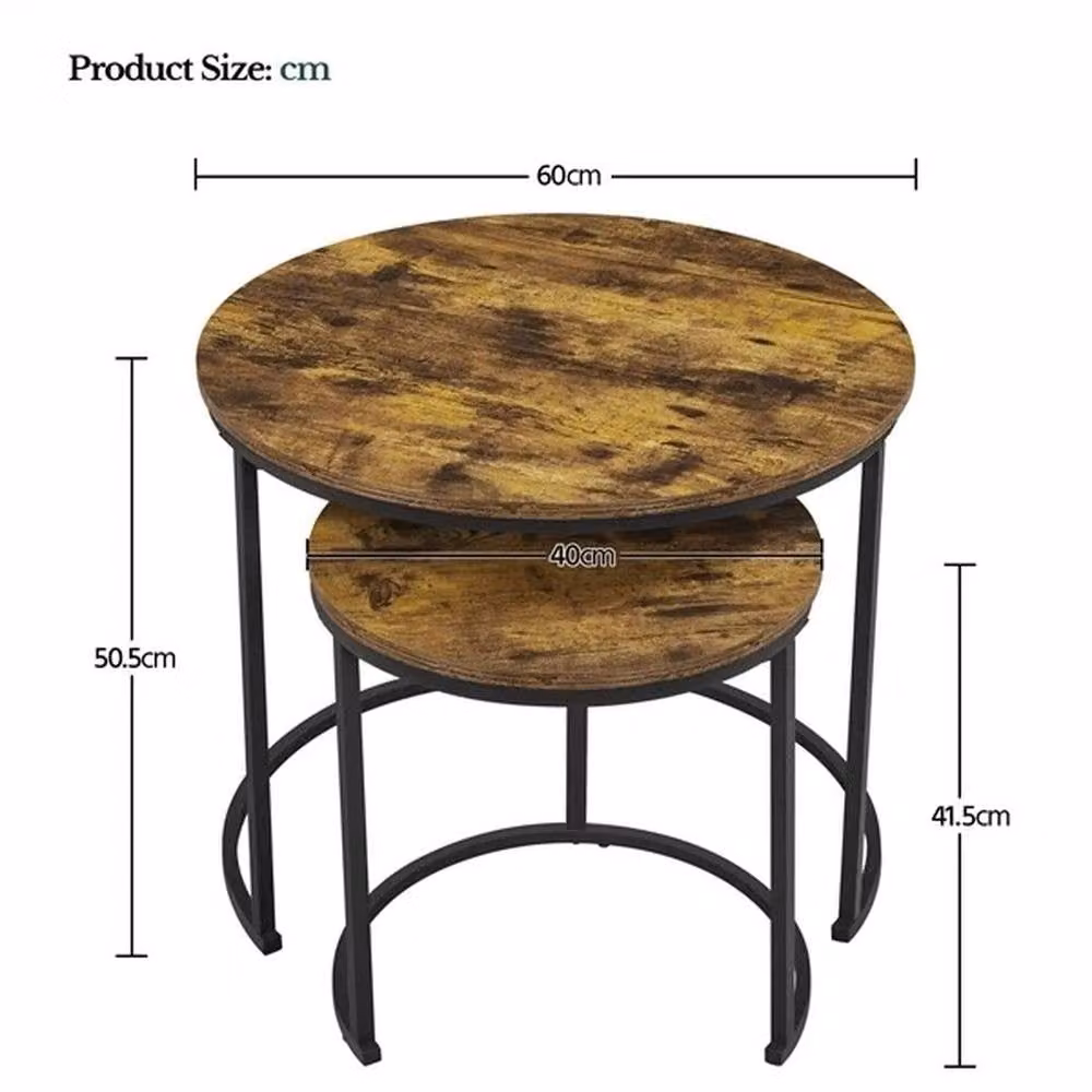 KORVIXA Round Nesting Coffee Table Set of 2 in Brown and Black – 2