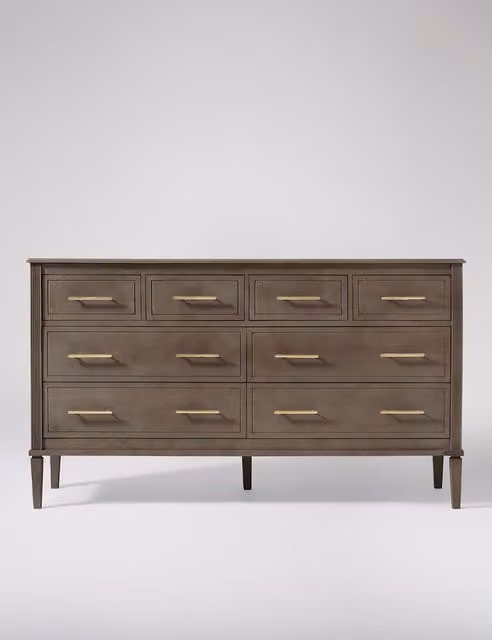 Swoon Claudine Mid-Century Mango Wood 8 Drawer Chest in Taupe