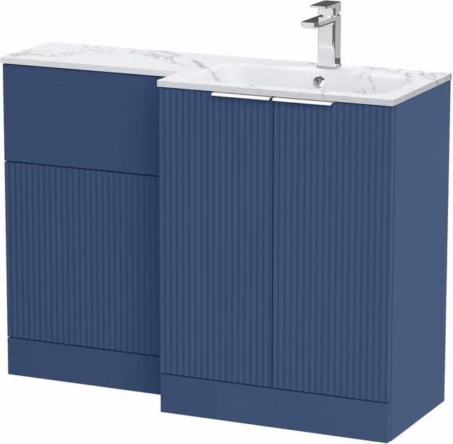 Balterley Tixall 2 Door Blue WC Vanity Unit with Carrera Stone Basin, Width: 110 cm