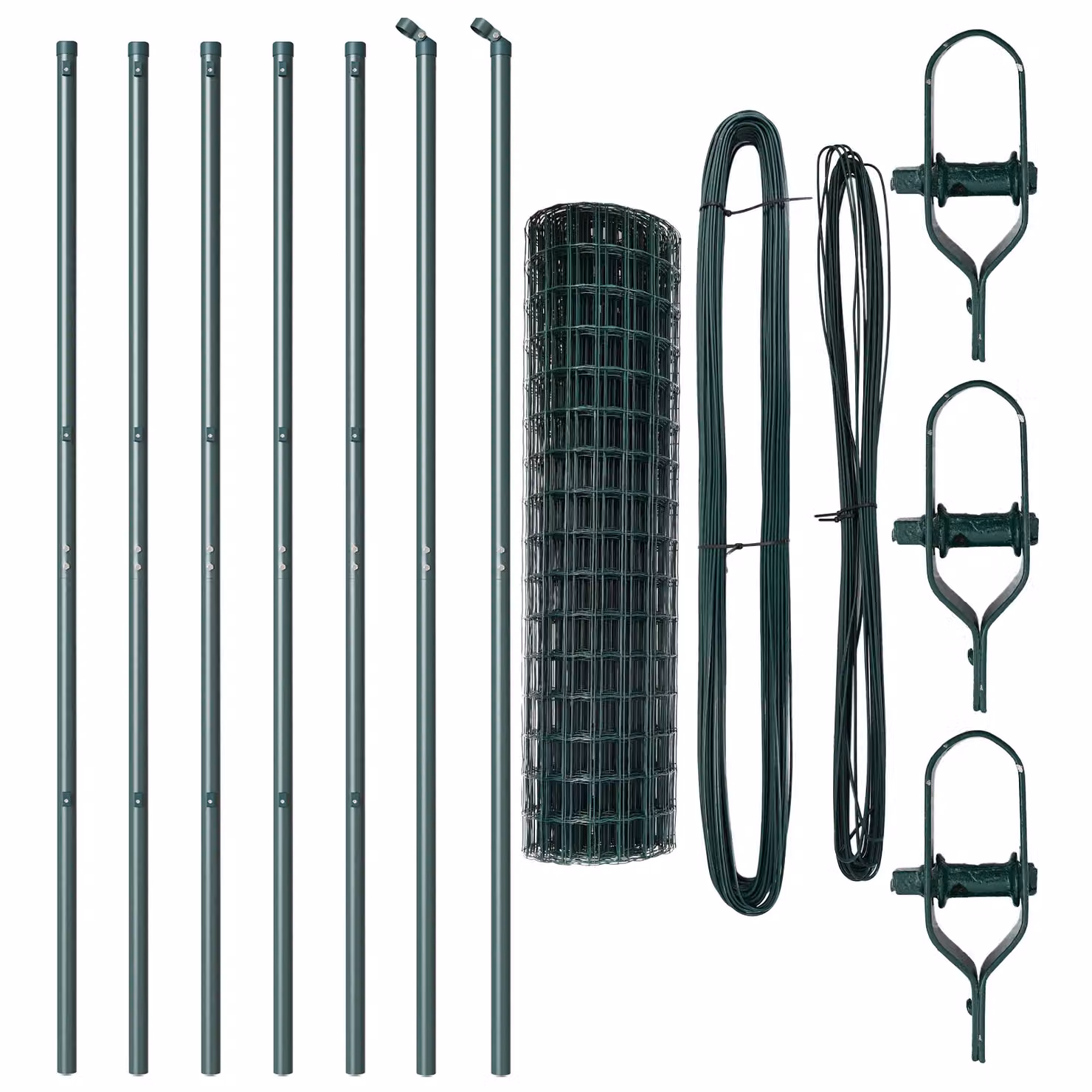 Berkfield Home Euro Fence with 7 Posts, Galvanised Steel, Green and Silver, W: 10 m, H: 1.2 m – 3