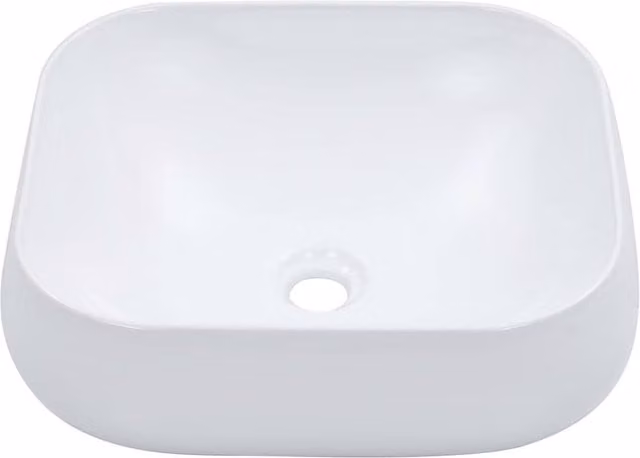 Berkfield Home Rectangular Ceramic Countertop Wash Basin, White, W: 44.5 cm, D: 39.5 cm, H: 14.5 cm