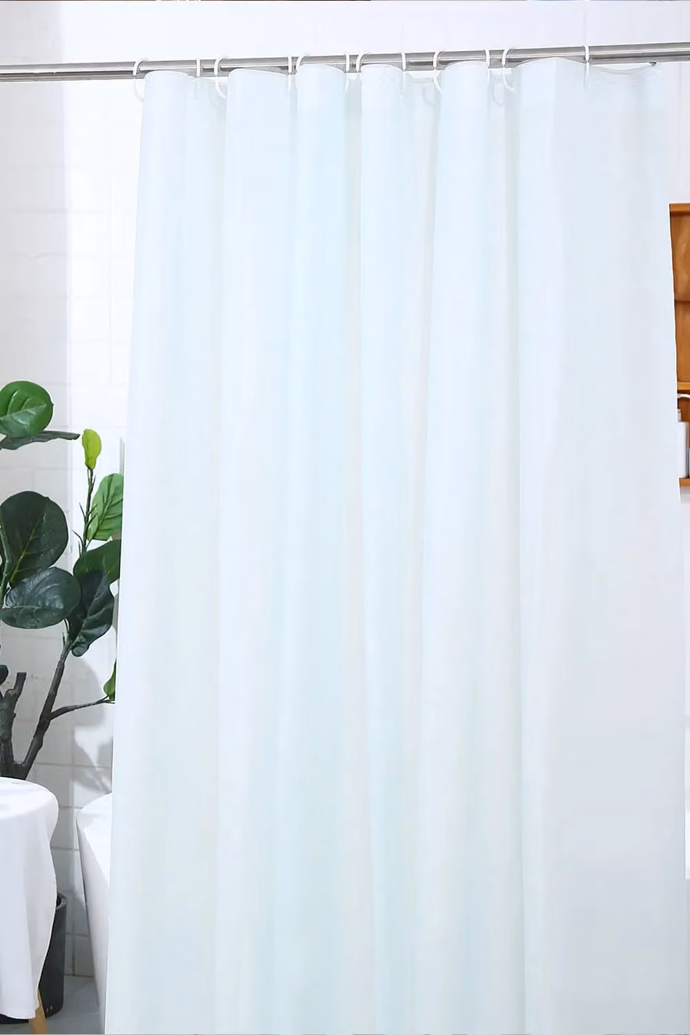 Neel Blue Transparent PEVA Shower Curtain with 12 Hooks, Mould and Mildew Resistant, W/D/H: 180 x 180 x 0 cm