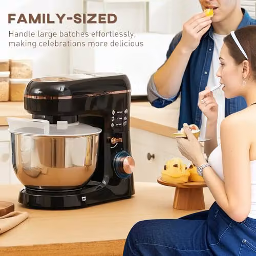 HOMCOM 1400W Electric Stand Mixer with 5L Capacity, 6 Speeds and Pulse Setting, Black – 7