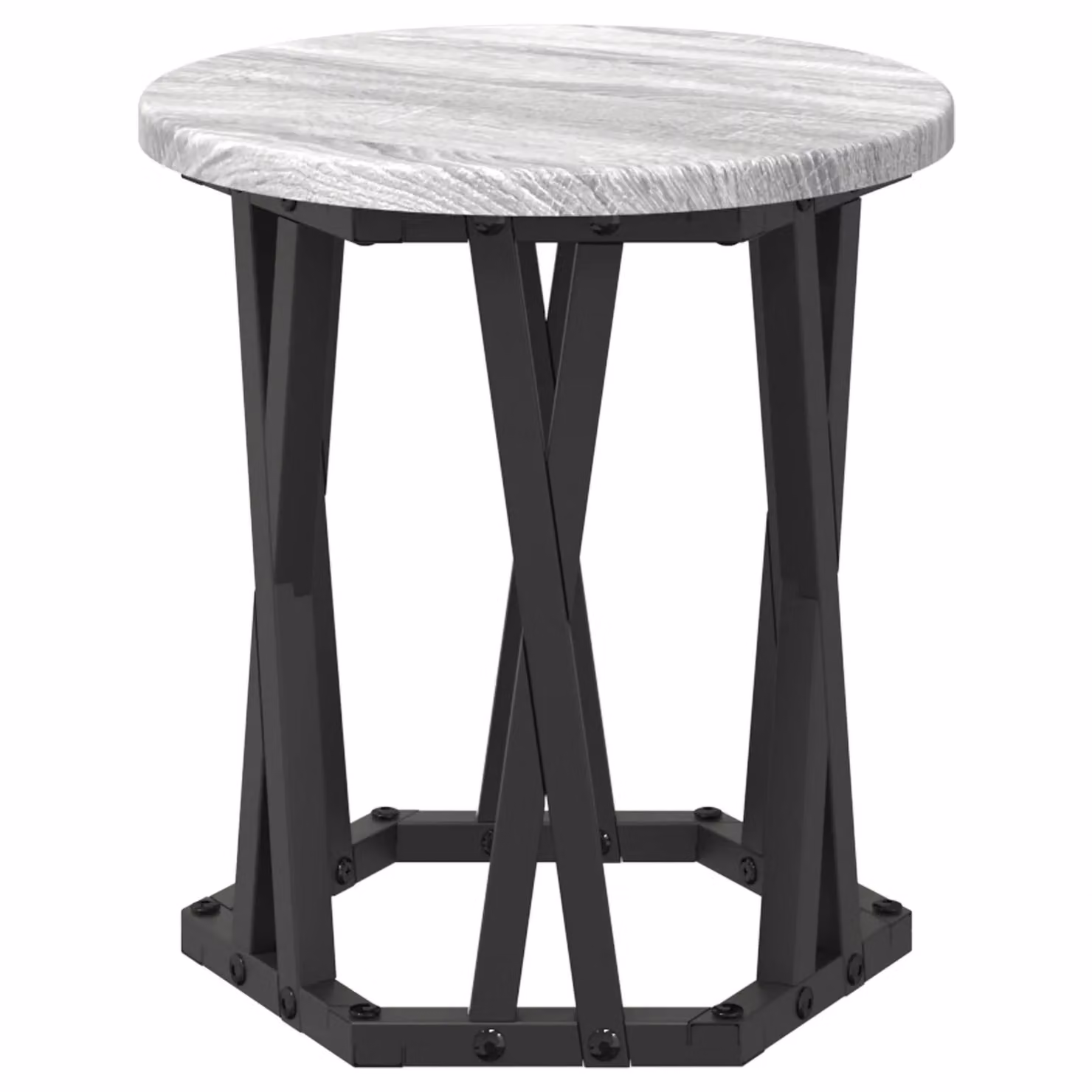 Berkfield Home Nesting Side Tables, Set of 3, Grey Sonoma, Round MDF and Metal – 6
